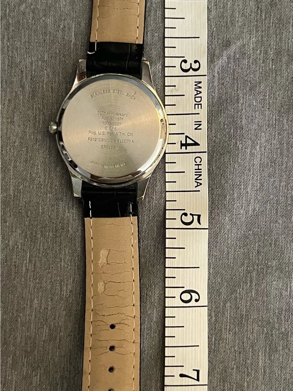 Elvis Presley 30th Anniversary Watch, Black Faux Leather Needs Battery Dated